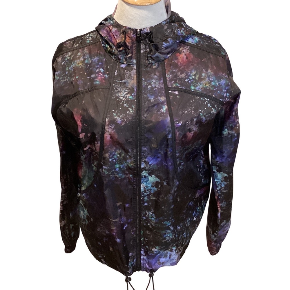 Fila Sport Women's Lightweight Hooded Windbreaker Jacket Abstract Floral Print
